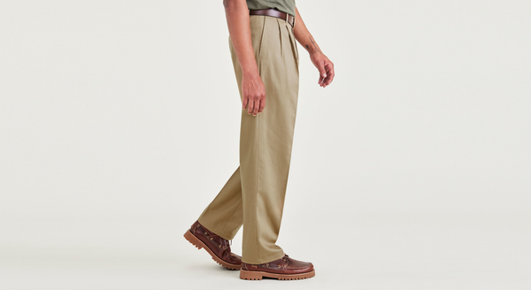 Dockers Signature Iron Free Khakis Pleated Relaxed Fit With Stain Defender® New British Khaki