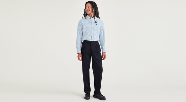 dockers Signature Iron Free Khakis Pleated Relaxed Fit with Stain Defender® Beautiful Black