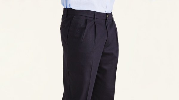 Dockers Signature Khakis Pleated Classic Fit (Big And Tall) Blue