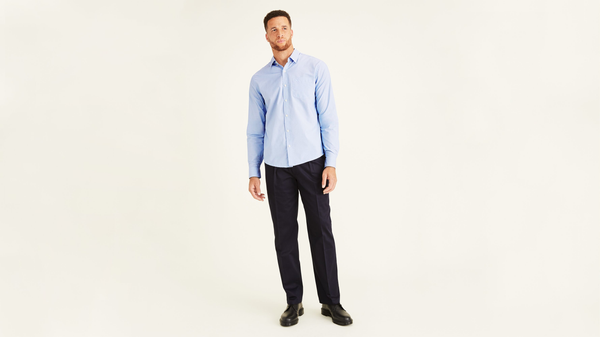 dockers Signature Khakis Pleated Classic Fit (Big and Tall) Blue