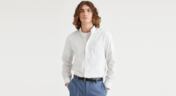 dockers Signature Stain Defender Shirt Classic Fit Bel Air Blue