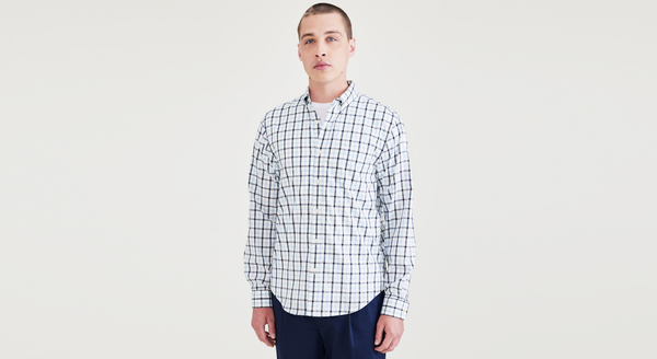 dockers Signature Stain Defender Shirt Classic Fit (Big and Tall) Blue