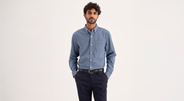 dockers Signature Stain Defender Shirt Classic Fit Subdued Blue