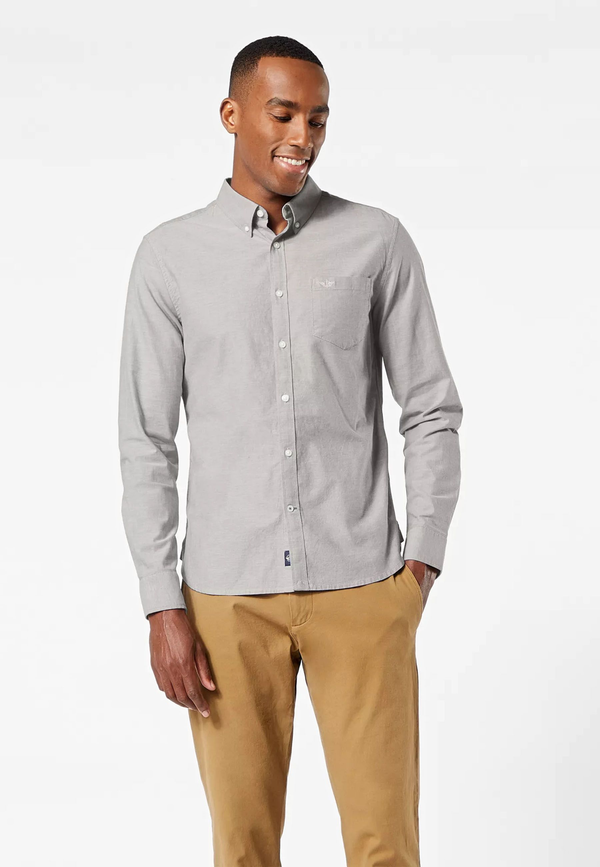 dockers Stretch Oxford Shirt Slim Fit Medium Grey Heather