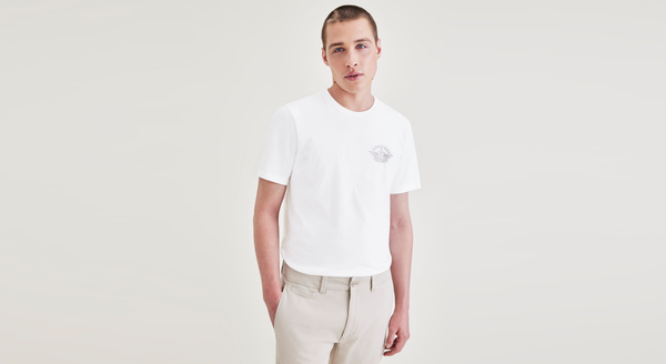 dockers Wings & Anchor Graphic Tee Slim Fit Lucent White
