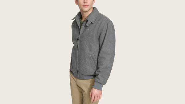 Dockers Wool Blend Laydown Collar Bomber Jacket Grey