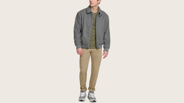 Dockers Wool Blend Laydown Collar Bomber Jacket Grey
