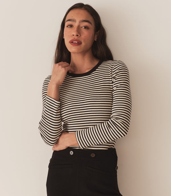 Dôen ANNIE TEE BLACK VENETIA STRIPE
