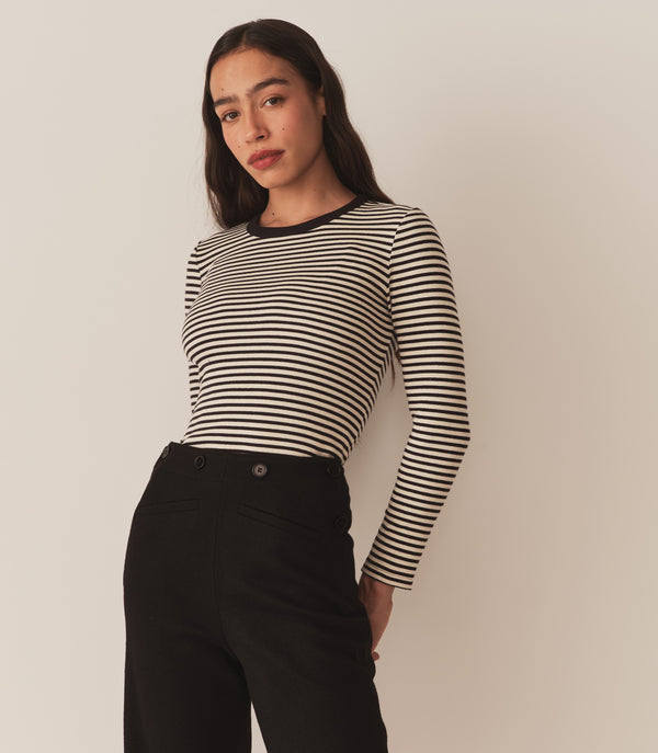 dôen ANNIE TEE BLACK VENETIA STRIPE