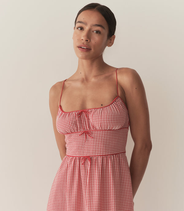 Dôen BELLINE DRESS ROUGE LA MADDALENA GINGHAM