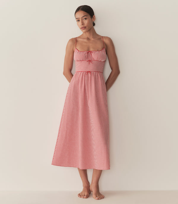 Dôen BELLINE DRESS ROUGE LA MADDALENA GINGHAM