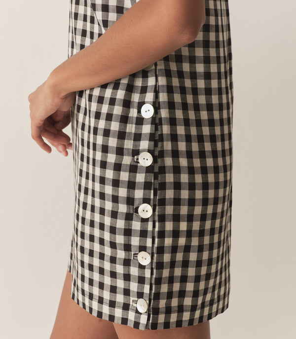 Dôen CORALIE DRESS BLACK MARILYN GINGHAM
