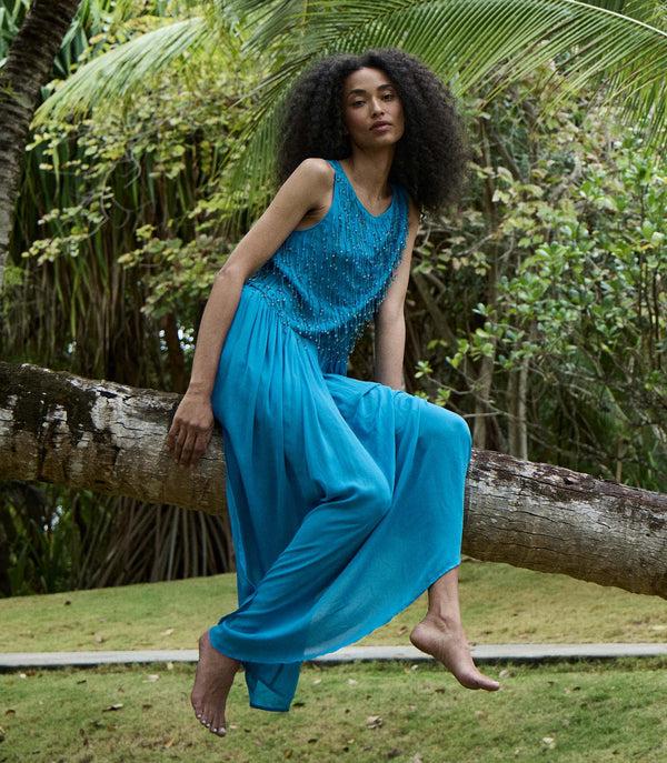 Dôen DONYALE DRESS BLUE GROTTO