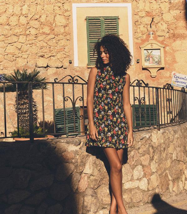 Dôen GIANNA DRESS NOIR WILD ROSE