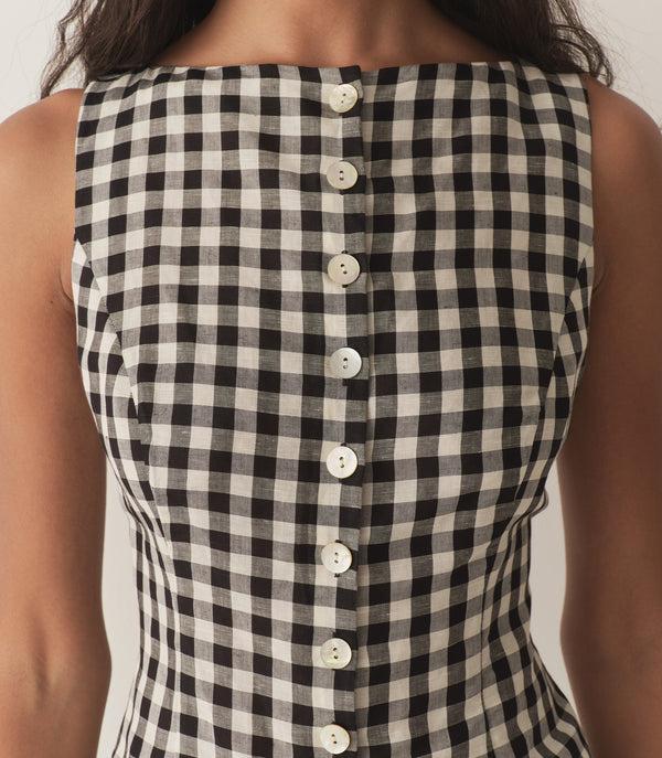 Dôen HAYDEN TOP BLACK MARILYN GINGHAM
