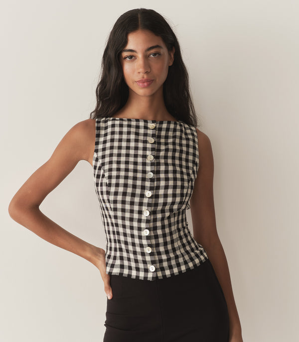 Dôen HAYDEN TOP BLACK MARILYN GINGHAM