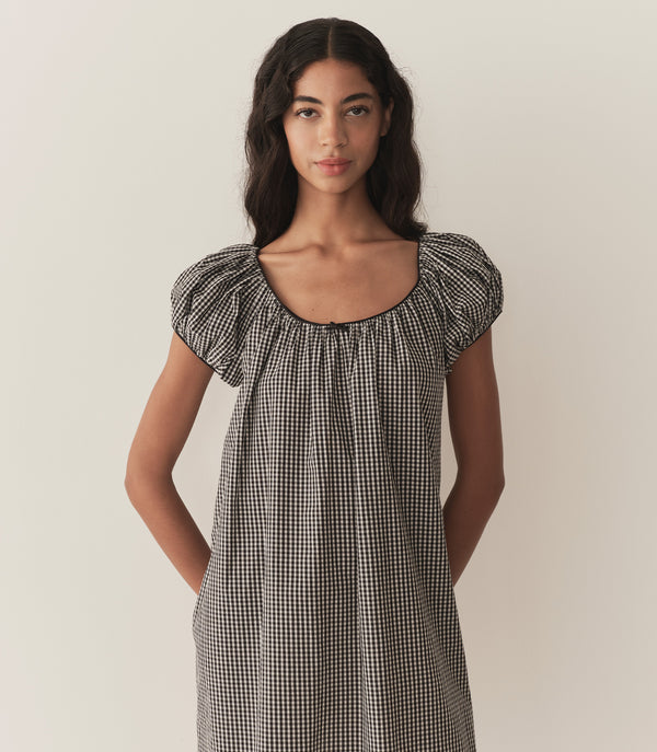 Dôen JULIA DRESS NOIR LA MADDALENA GINGHAM