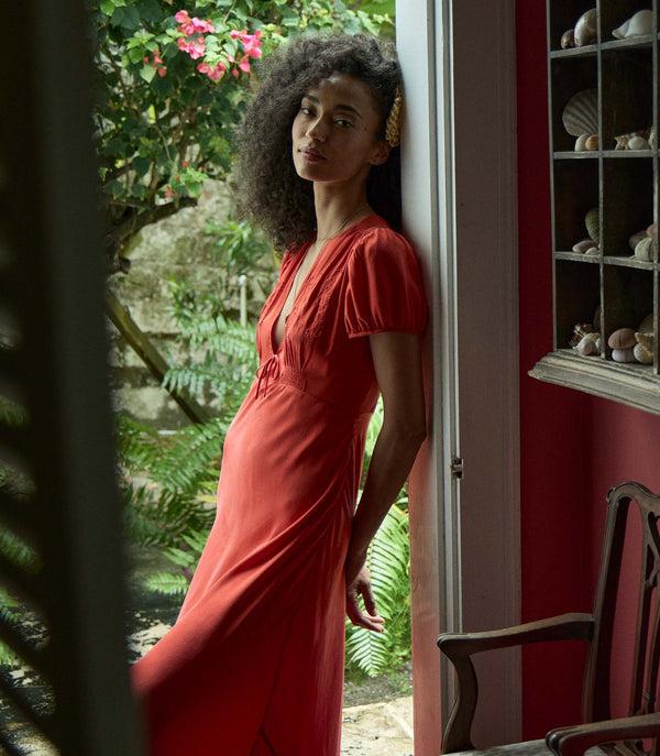 Dôen LEANA DRESS FIERY CORAL