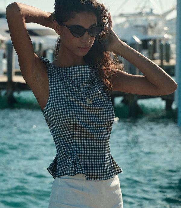 Dôen LIRIEL TOP NAVY VALENCIA GINGHAM