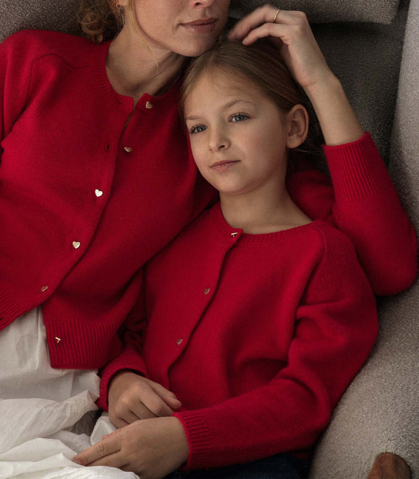 Dôen LITTLE VIVELLE CARDIGAN SCARLET ROSE