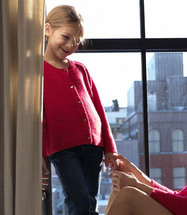 Dôen LITTLE VIVELLE CARDIGAN SCARLET ROSE