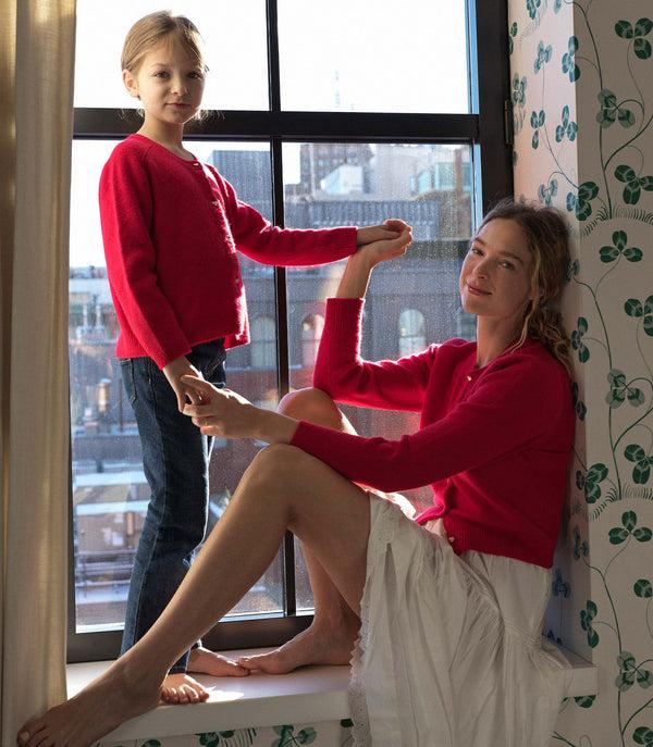 Dôen LITTLE VIVELLE CARDIGAN SCARLET ROSE