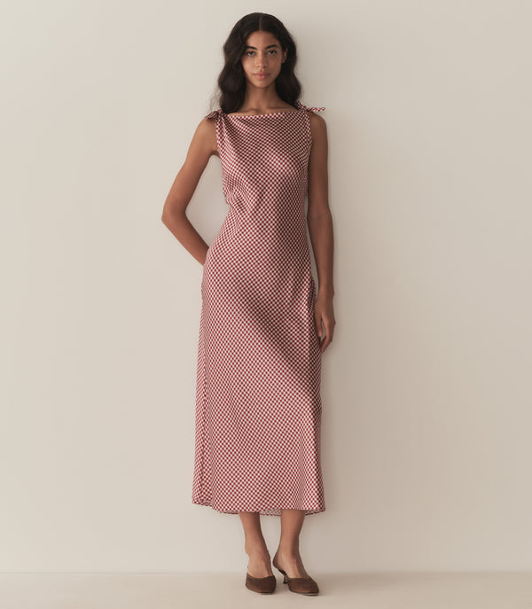 Dôen MARISELLE DRESS MULBERRY VALENCIA GINGHAM