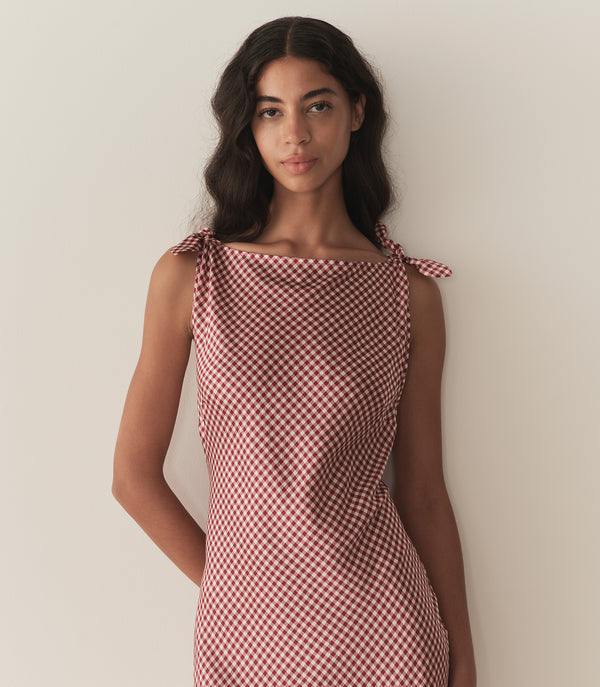 Dôen MARISELLE DRESS MULBERRY VALENCIA GINGHAM