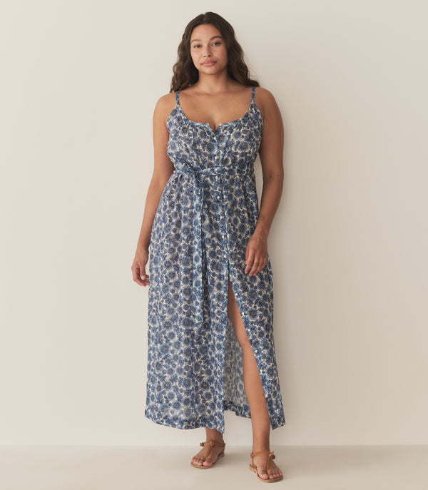dôen NEVITA DRESS BLEU SOLEIL FLEURIT