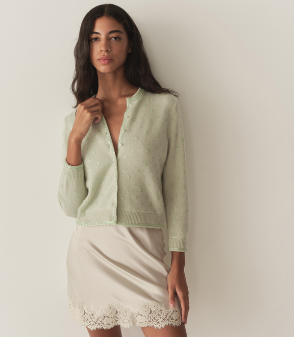 Dôen PAILLETTE CARDIGAN MINT TEA