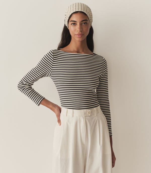 Dôen PAULETTE TEE NAVY NANTUCKET STRIPE