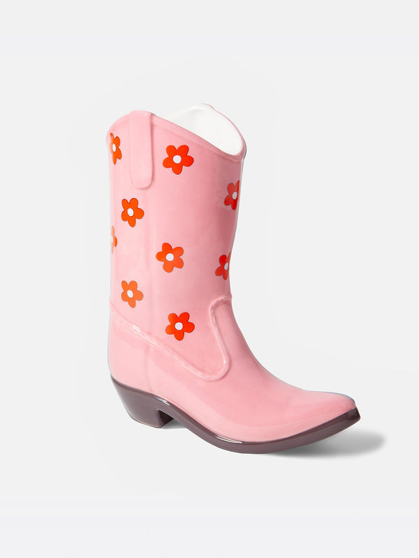 doiy Rodeo Cowboy Boot Vase Pink