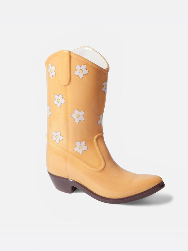 Doiy Rodeo Cowboy Boot Vase Yellow
