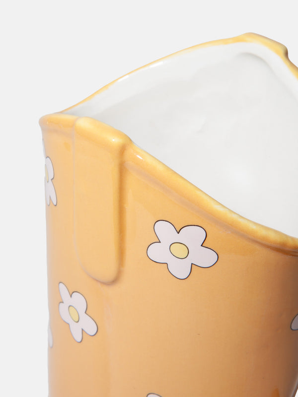 Doiy Rodeo Cowboy Boot Vase Yellow