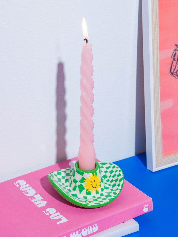 Doiy Rodeo Cowboy Hat Candle Holder Green