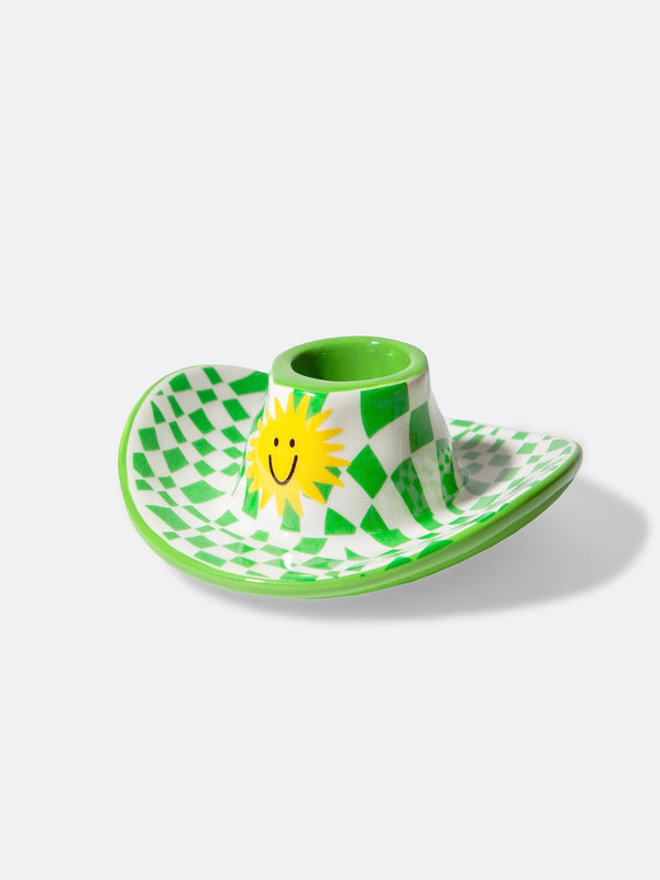 doiy Rodeo Cowboy Hat Candle Holder Green