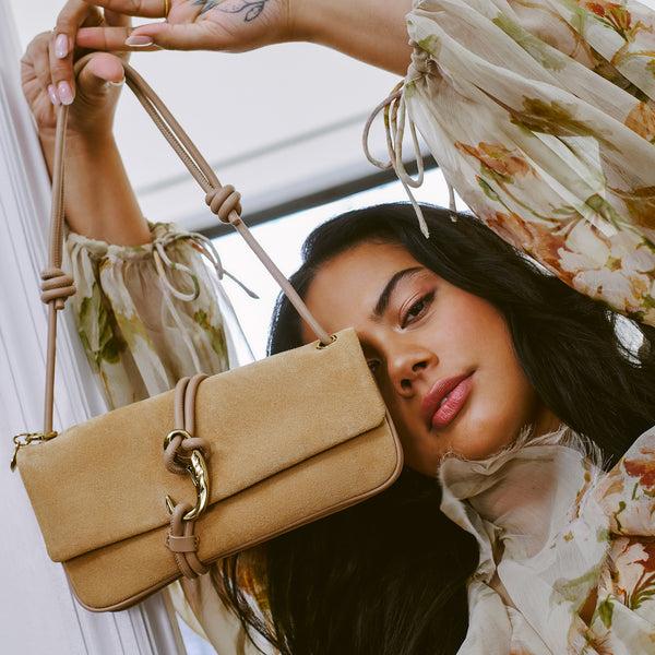 Dolce Vita Alice Shoulder Bag Beige Suede BEIGE SUEDE