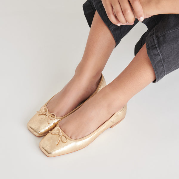 Dolce Vita Anisa Ballet Flats Gold Distressed Leather GOLD DISTRESSED LEATHER
