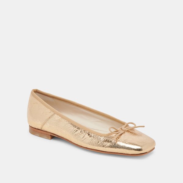 Dolce Vita Anisa Ballet Flats Gold Distressed Leather GOLD DISTRESSED LEATHER