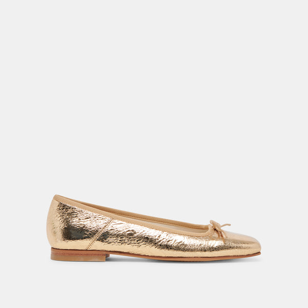 dolce vita Anisa Ballet Flats Gold Distressed Leather GOLD DISTRESSED LEATHER