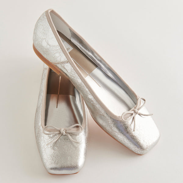 Dolce Vita Anisa Ballet Flats Silver Distressed Leather SILVER DISTRESSED LEATHER