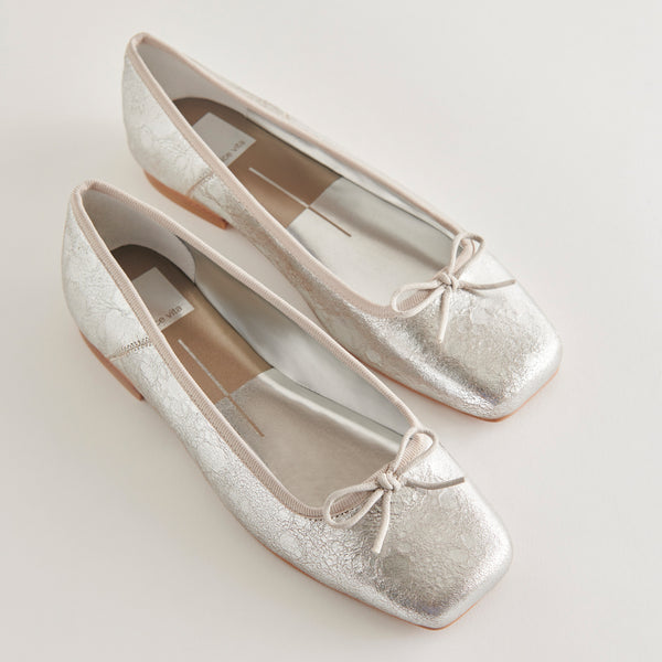 Dolce Vita Anisa Ballet Flats Silver Distressed Leather SILVER DISTRESSED LEATHER