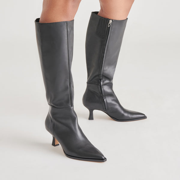Dolce Vita Auggie Wide Calf Boots Black Leather BLACK LEATHER