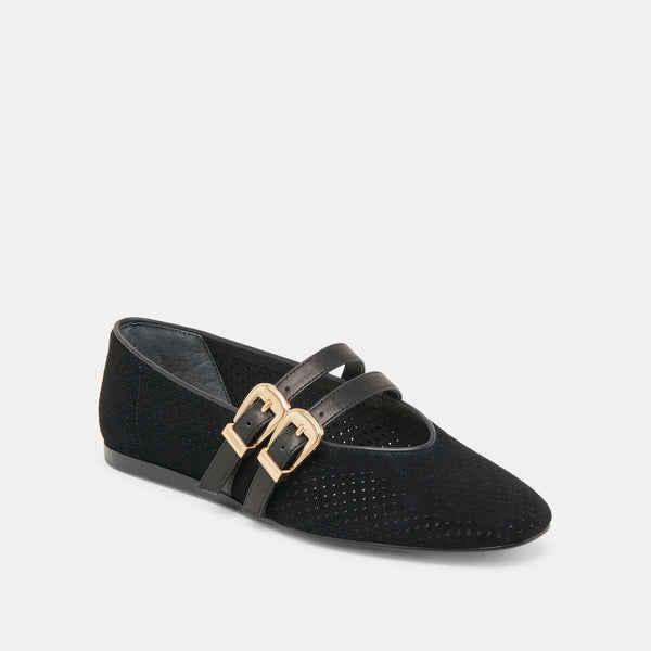 Dolce Vita Baylee Ballet Flats Onyx Perforated Suede ONYX PERFORATED SUEDE