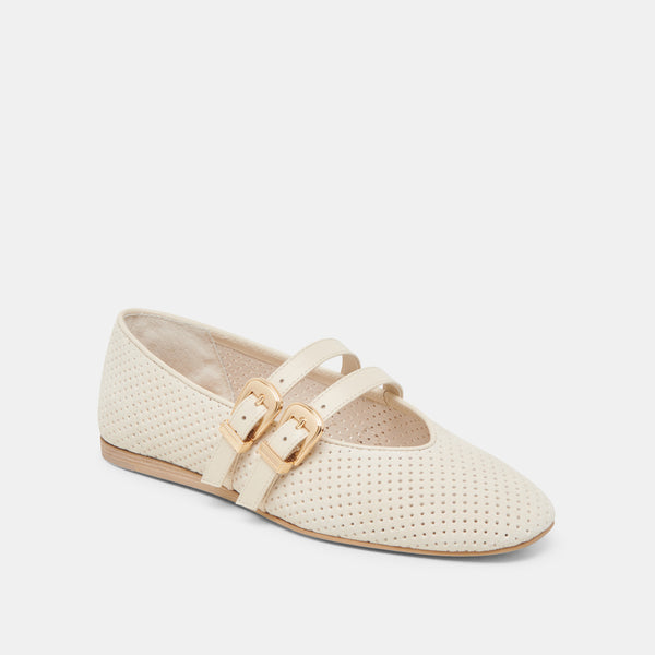 Dolce Vita Baylee Wide Ballet Flats Bone Perforated Suede BONE PERFORATED SUEDE