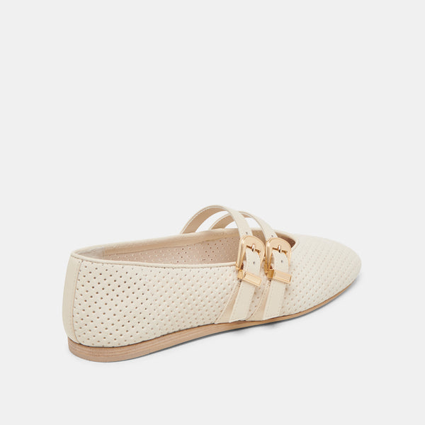 Dolce Vita Baylee Wide Ballet Flats Bone Perforated Suede BONE PERFORATED SUEDE