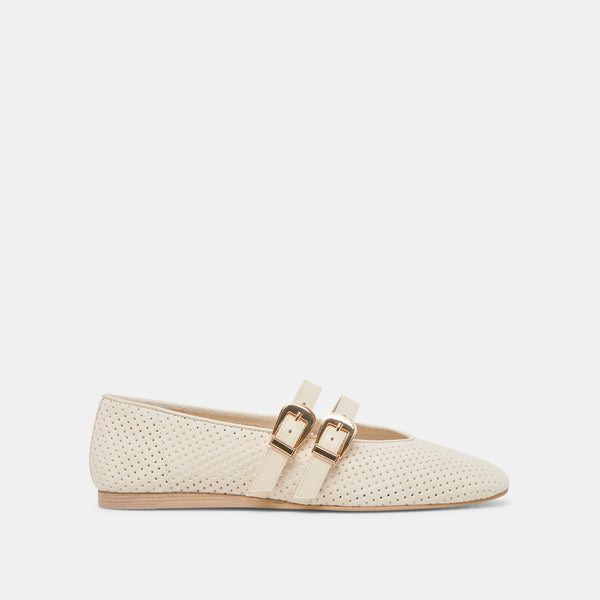 dolce vita Baylee Wide Ballet Flats Bone Perforated Suede BONE PERFORATED SUEDE