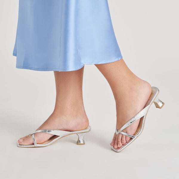 Dolce Vita Brevel Heels Silver Distressed Leather SILVER DISTRESSED LEATHER