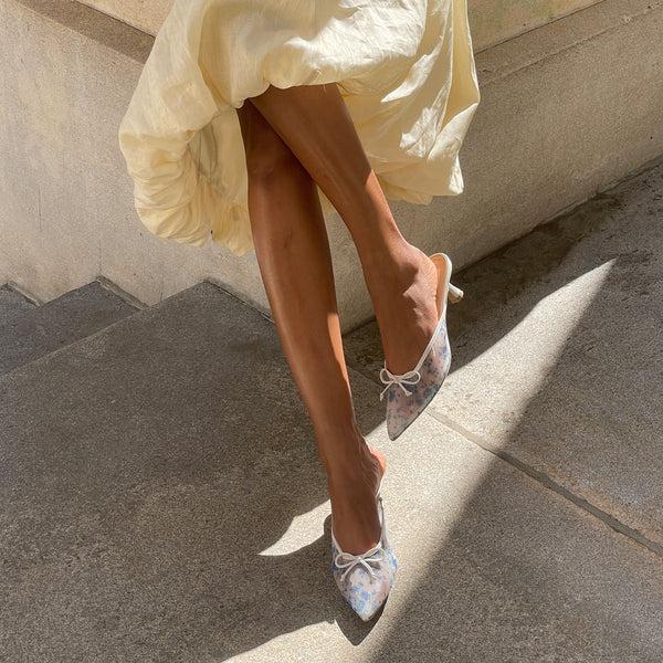 Dolce Vita Cleo Heels Blue Floral Mesh BLUE FLORAL MESH