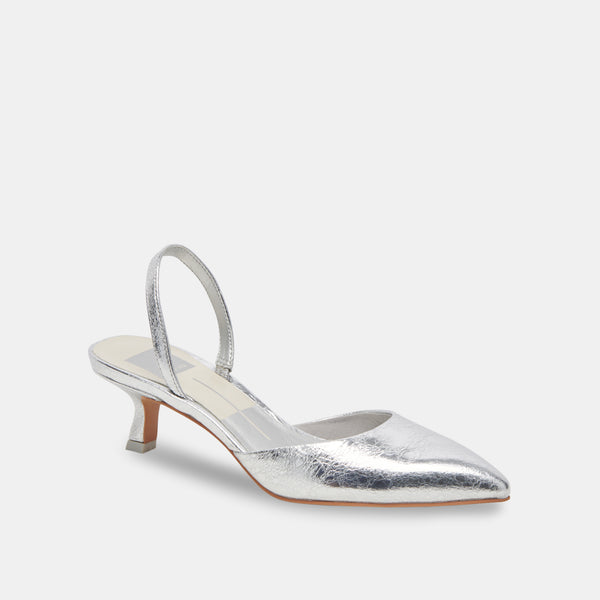 Dolce Vita Corsa Heels Silver Crackled Leather SILVER CRACKLED LEATHER